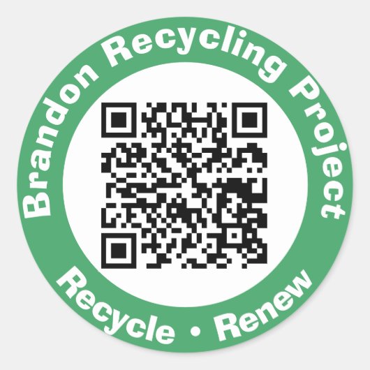 QR-code Recycling Project Hergebruik & Vernieuwing Ronde Sticker (Voorkant)
