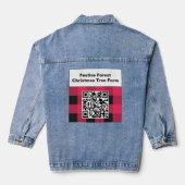QR Code Red Buffalo Plaid Controleer Rustieke Barc Denim Jacket (Achterkant)