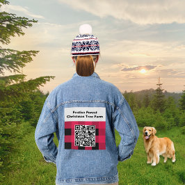 QR Code Red Buffalo Plaid Controleer Rustieke Barc Denim Jacket