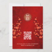 QR-code Red Cherry Blossom | Chinees huwelijk Kaart (Achterkant)