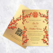 QR-code Red Cherry Blossom | Chinees huwelijk Kaart