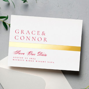 QR-code Red Magenta Stripe foto slaat de datum op Folie Uitnodiging