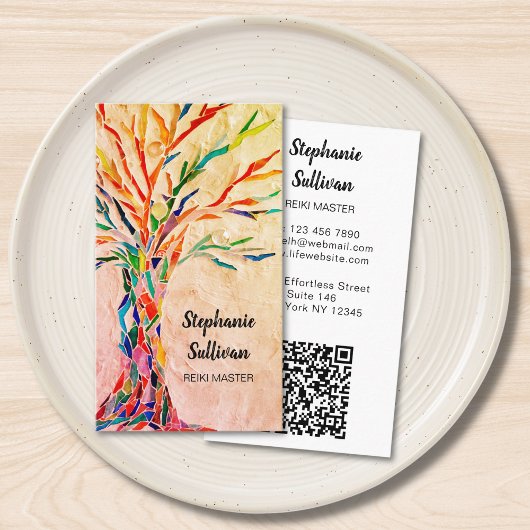 QR Code Regenboog Boom Reiki Meester Visitekaartje