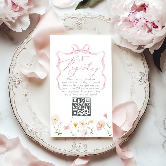 QR-code register Whimsical Boog wilde bloemen Informatiekaartje