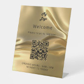 QR-code registratie klant goudmetalen welkom Reclamebord Met Voetstuk (Voorkant)