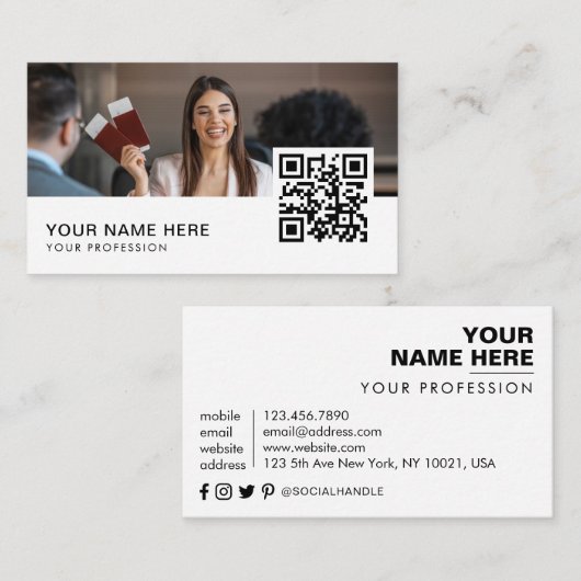 QR-code reisagent Visitekaartje (Voorkant / Achterkant)