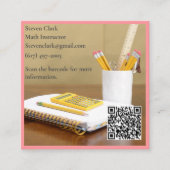 QR Code Rekenmachine Roze Docent Wiskunde Leraren  Vierkante Visitekaartje (Voorkant)