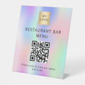 QR code restaurant café bar scan menu holografisch Reclamebord Met Voetstuk (Voorkant)