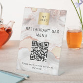 QR code restaurant café bar scan menu roos goud Reclamebord Met Voetstuk (Insitu)