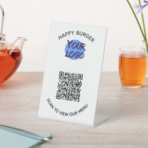 QR-code Restaurant Minimalistisch  Reclamebord Met Voetstuk