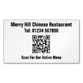 QR-code Restaurant Online Menu Magnetisch Visitekaartje (Voorkant)