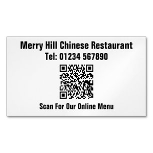 QR-code Restaurant Online Menu Magnetisch Visitekaartje