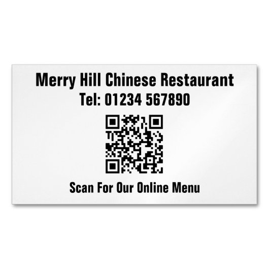 QR-code Restaurant Online Menu Magnetisch Visitekaartje (Voorkant)