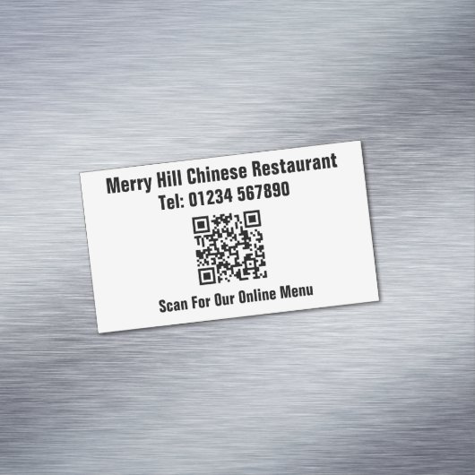 QR-code Restaurant Online Menu Magnetisch Visitekaartje (Voorbeeld)