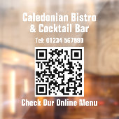 QR-code Restaurant Online Menu Raamsticker (Vel 2)