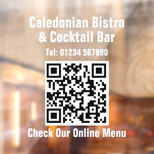 QR-code Restaurant Online Menu Raamsticker (Vel 2)
