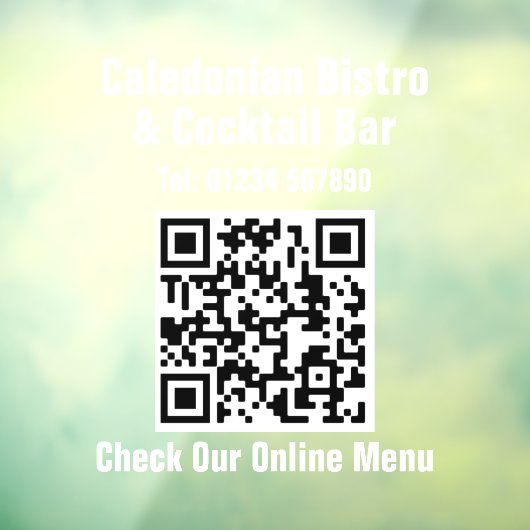 QR-code Restaurant Online Menu Raamsticker (Vel 3)