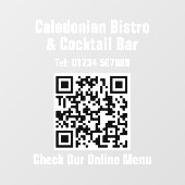 QR-code Restaurant Online Menu Raamsticker (Vel)
