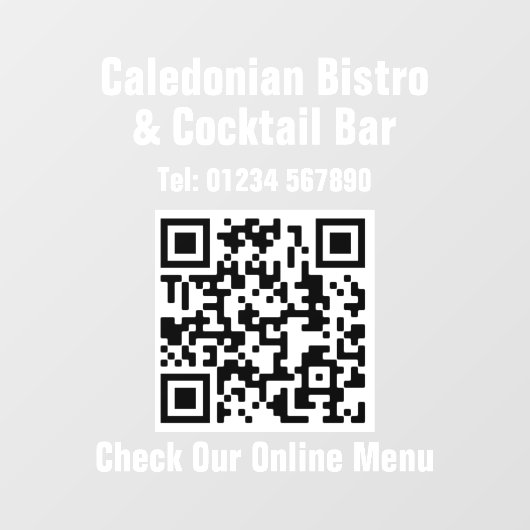 QR-code Restaurant Online Menu Raamsticker (Vel)