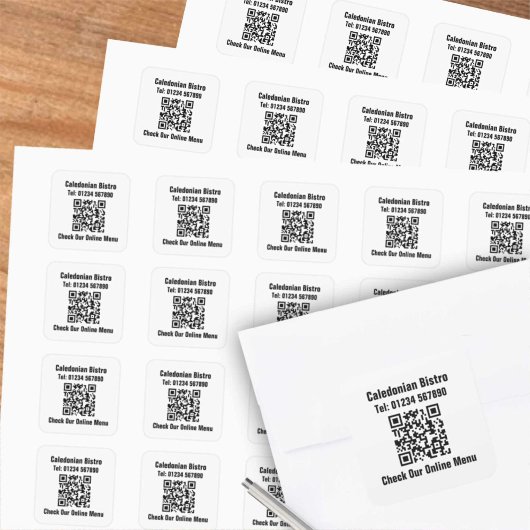 QR-code Restaurant Online Menu Vierkante Sticker