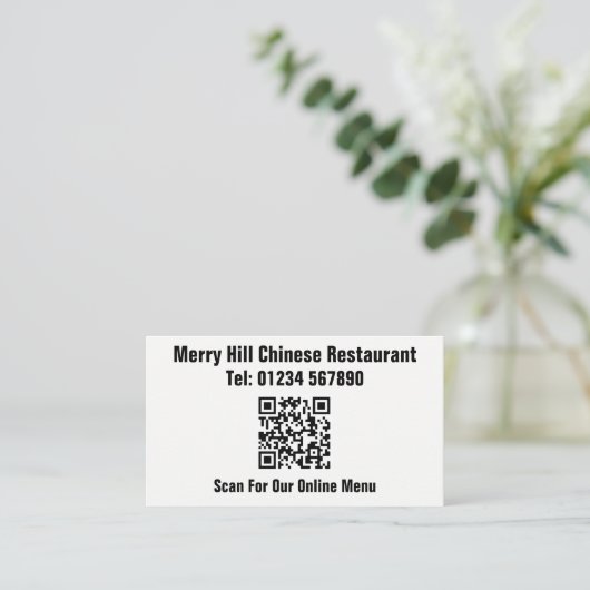 QR-code Restaurant Online Menu Visitekaartje (Staand voorkant)