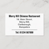 QR-code Restaurant Online Menu Visitekaartje (Achterkant)