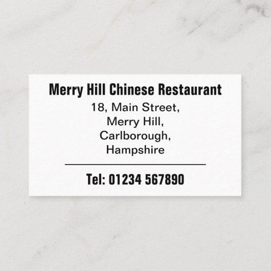 QR-code Restaurant Online Menu Visitekaartje (Achterkant)