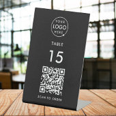QR Code Restaurant | Tabelnummer Scanvolgorde zwar Reclamebord Met Voetstuk