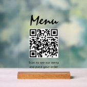 QR-code restaurantmenu Transparant Scan om te best Acryl Bord (Neutraal)