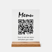 QR-code restaurantmenu Transparant Scan om te best Acryl Bord (Voorkant)