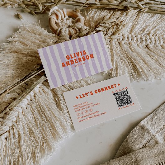 QR Code Retro Boho Groovy Funky Uniek Trendy Fun Visitekaartje