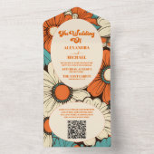 QR Code Retro bruiloft All In One Uitnodiging (Binnen)