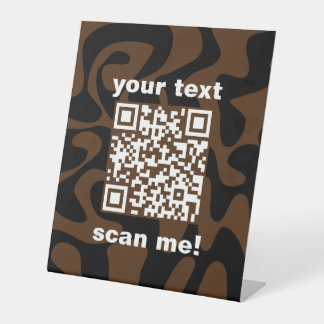 QR Code Retro Bruin Zwart Stand voor Shop Reclamebord Met Voetstuk
