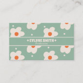 QR Code Retro Green Groovy Floral Boho Unique Fun Visitekaartje (Voorkant)