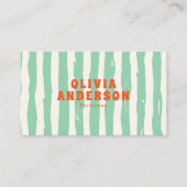 QR Code Retro Groene Boho Groovy Uniek Trendy Fun Visitekaartje (Voorkant)