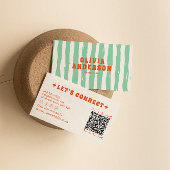 QR Code Retro Groene Boho Groovy Uniek Trendy Fun Visitekaartje