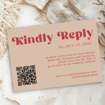 QR-code Retro groovy vet rode beige online trouwfe