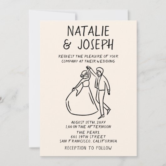 QR Code Retro Hand getekend Eigenzinnige Foto Huwe Kaart (Voorkant)