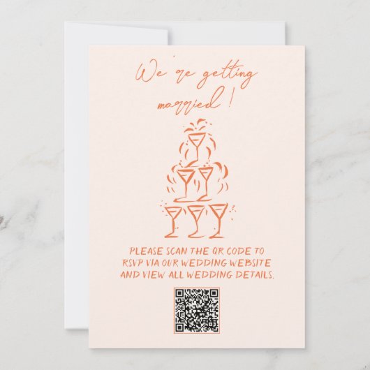 QR Code Retro Hand getekend Heldere Kleurrijke Huw Kaart (Achterkant)