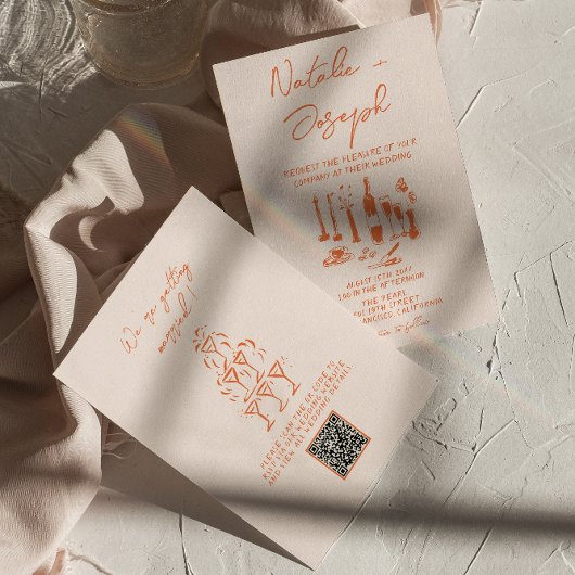 QR Code Retro Hand getekend Heldere Kleurrijke Huw Kaart