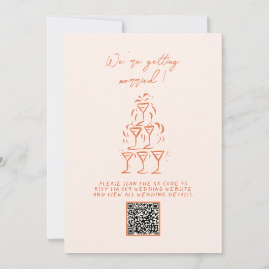 QR Code Retro Hand getekend Heldere Kleurrijke Huw Kaart (Achterkant)