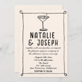 QR Code Retro Hand getrokken Geschreven Cocktail W Kaart (Voorkant / Achterkant)