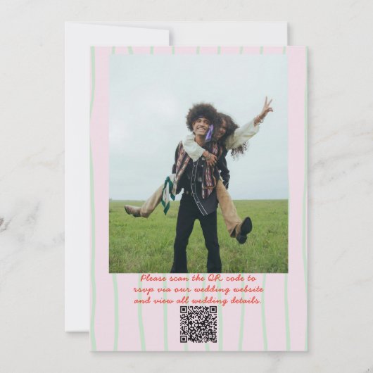 QR Code Retro Hand getrokken Martini Foto bruiloft Kaart (Achterkant)