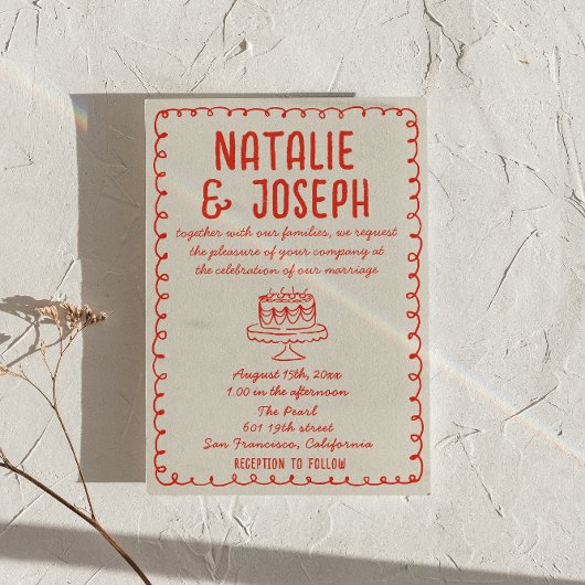 QR Code Retro Hand getrokken taart Eigenzinnige fo Kaart