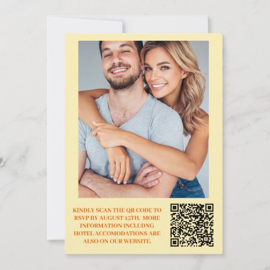 QR Code Retro Kleurrijke Bloemen Bruiloft Kaart (Achterkant)