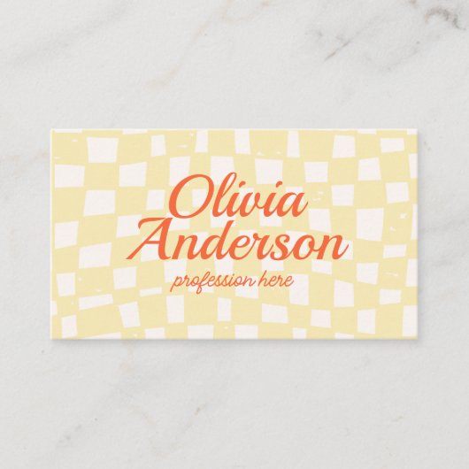 QR Code Retro Kleurrijke Hand getrokken Geruite Gr Visitekaartje (Voorkant)