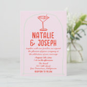 QR Code Retro Kleurrijke Hand Getrokken Martini Hu Kaart (Staand voorkant)