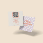 QR Code Retro Paarse Hand getekend Geruite Girly Vierkante Visitekaartje