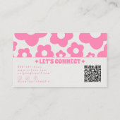 QR Code Retro Roze Groovy Bloem Boho Meisjesachtig Visitekaartje (Achterkant)