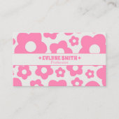 QR Code Retro Roze Groovy Bloem Boho Meisjesachtig Visitekaartje (Voorkant)
